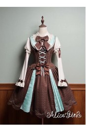 Alice Girl Bear Chocolate Short and Long Skirt and JSK(2nd Pre-Order/2 Colours/Full Payment Without Shipping)